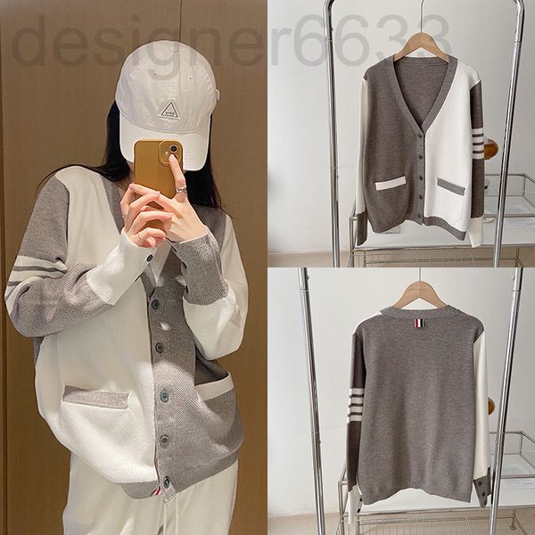 women's knits & tees designer tb color matching wool knitted cardigan four bars college style 22 spring and autumn casual men's wo, White
women's knits & tees designer tb color matching wool knitted cardigan four bars college style 22 spring and autumn casual men's wo, White