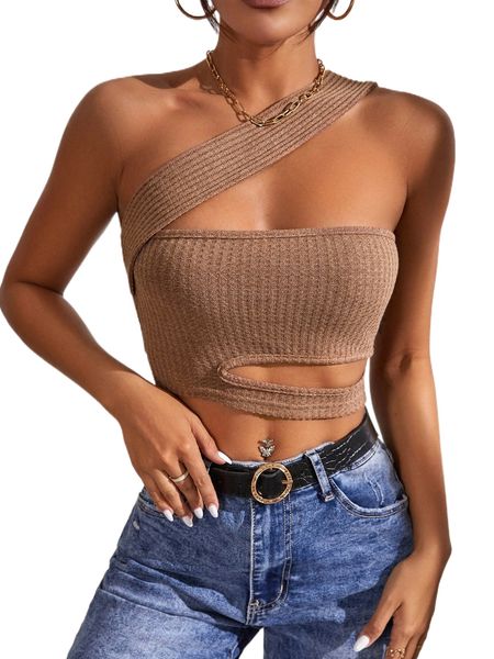 one shoulder cutout waist crop m3kh#, White
one shoulder cutout waist crop m3kh#, White