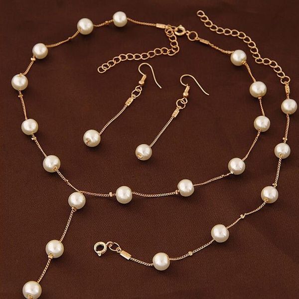 wedding jewelry imitation pearl simple necklace set matching bracelet earring for women engagement party accessories 220719, Slivery;golden
wedding jewelry imitation pearl simple necklace set matching bracelet earring for women engagement party accessories 220719, Slivery;golden