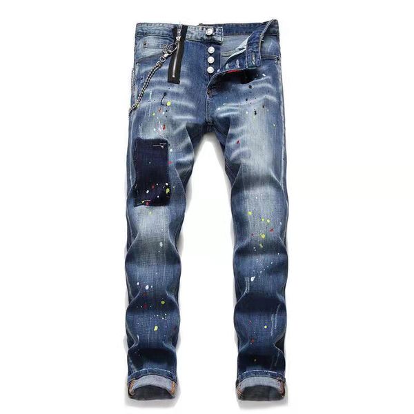 designer jeans man pant pants men stretch jeans mens hip-hop high street fashion tide brand cycling motorcycle wash letter loose fit patch, Blue 
designer jeans man pant pants men stretch jeans mens hip-hop high street fashion tide brand cycling motorcycle wash letter loose fit patch, Blue