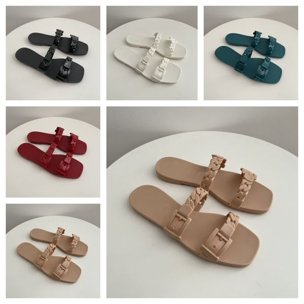 women flat slipper luxury designer double g chain summer beach scuffs branded lady twist straps rubber sole jelly slippers slide sandal holi, Black
women flat slipper luxury designer double g chain summer beach scuffs branded lady twist straps rubber sole jelly slippers slide sandal holi, Black