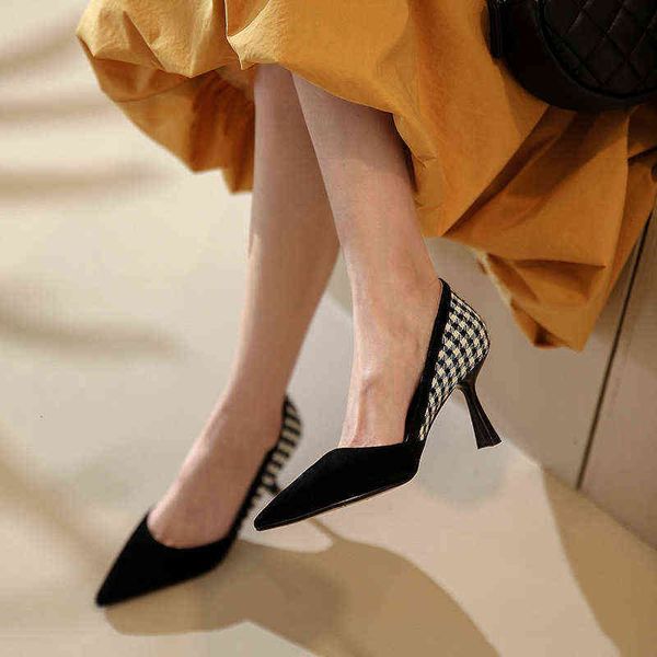 designer women's shoes boots french pointed high-heeled shoes reverse veeteen leather splicing thousand bird lattice elegant spring gir, Black
designer women's shoes boots french pointed high-heeled shoes reverse veeteen leather splicing thousand bird lattice elegant spring gir, Black