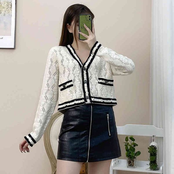 women's knits & tees xiaoxiangfeng lingge hollowed out striped cardigan contrast color temperament short coat women's elegant cash, White
women's knits & tees xiaoxiangfeng lingge hollowed out striped cardigan contrast color temperament short coat women's elegant cash, White