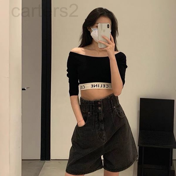 women's sweaters designer ce home 22 spring and summer new seven point sleeve one shoulder exposed navel short knitted bottomed shirt s, White;black
women's sweaters designer ce home 22 spring and summer new seven point sleeve one shoulder exposed navel short knitted bottomed shirt s, White;black