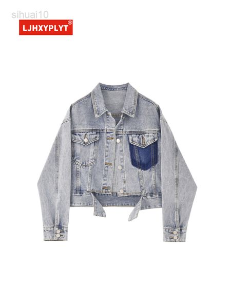 short denim jacket womens spring and fall retro hong kong styor adjustment loose long sleeve jacket trend female vest l220725, Black;brown
short denim jacket womens spring and fall retro hong kong styor adjustment loose long sleeve jacket trend female vest l220725, Black;brown