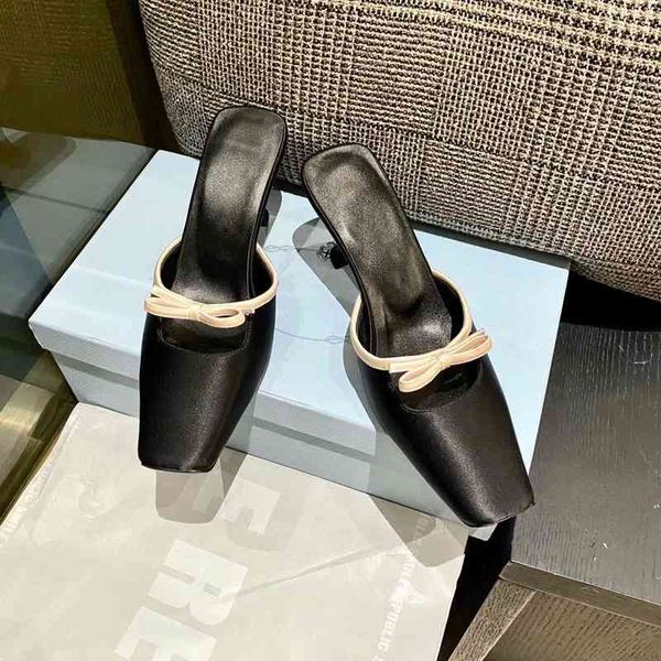 women's silk slippers summer slippers fashionable square head peculiar style bow decorative series in, Black
women's silk slippers summer slippers fashionable square head peculiar style bow decorative series in, Black