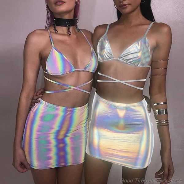 women shiny metallic 2 pieces outfits set strappy bandeau tube vest mini skirt holographic bodycon clubwear m16 21, White
women shiny metallic 2 pieces outfits set strappy bandeau tube vest mini skirt holographic bodycon clubwear m16 21, White