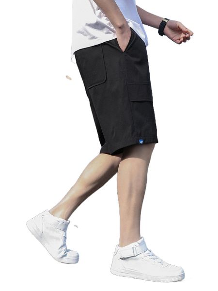 men patched drawstring shorts 61b6#, White;black