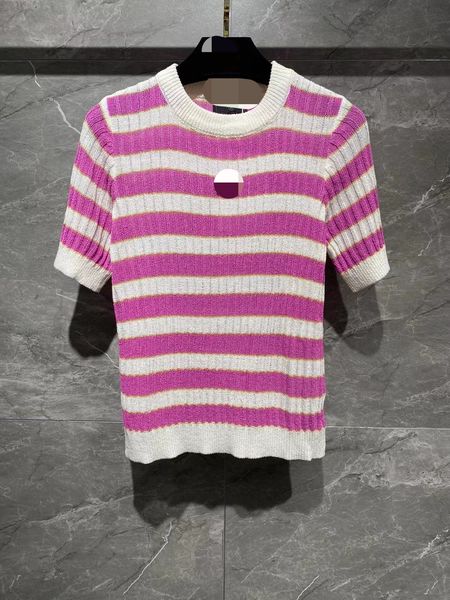 505 2022 summer kint pullover short sleeve crew neck brand same style sweater pink white plaid luxury womens clothes dl, White;black
505 2022 summer kint pullover short sleeve crew neck brand same style sweater pink white plaid luxury womens clothes dl, White;black