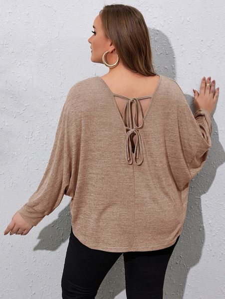 plus tie back batwing sleeve tee i21s#, Black
plus tie back batwing sleeve tee i21s#, Black