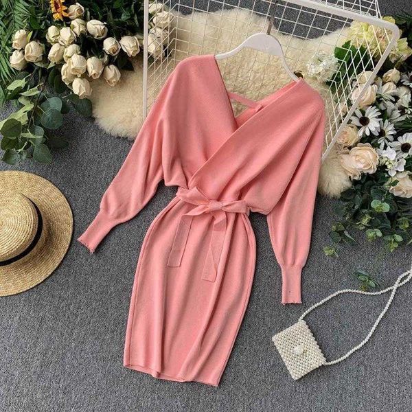 new autumn and winter womens casual dresses wear 2022 new korean sleeve v neck lace up open back thin knitted elegant bandage hip wrap high, Black;gray
new autumn and winter womens casual dresses wear 2022 new korean sleeve v neck lace up open back thin knitted elegant bandage hip wrap high, Black;gray