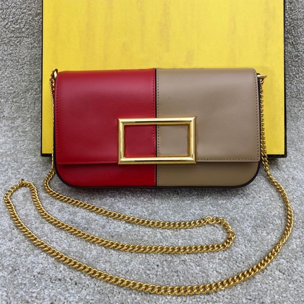 designer handbag leather single shoulder bag fashion golden chain bag 22cm 
designer handbag leather single shoulder bag fashion golden chain bag 22cm
