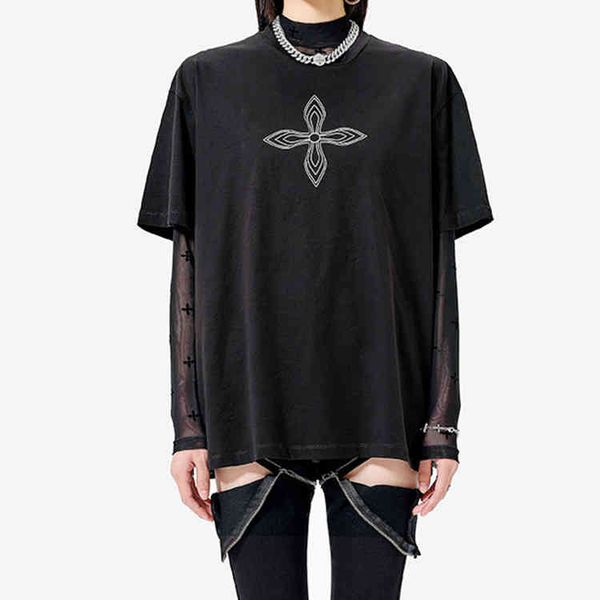 high-quality women's clothing independent designer brand 2022smfk welldone early spring new cross print short sleeve loose street spice, White
high-quality women's clothing independent designer brand 2022smfk welldone early spring new cross print short sleeve loose street spice, White