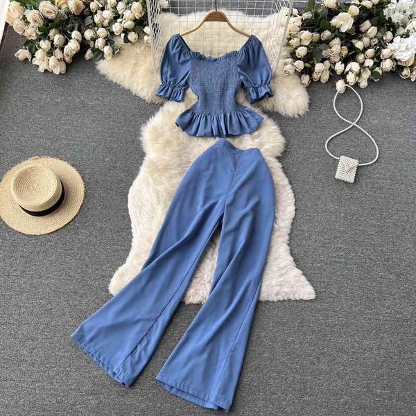 two piece dress summer fashion suit women's collar off shoulder short waist lotus leaf swing high waist wide leg pants korean two-piece, White
two piece dress summer fashion suit women's collar off shoulder short waist lotus leaf swing high waist wide leg pants korean two-piece, White