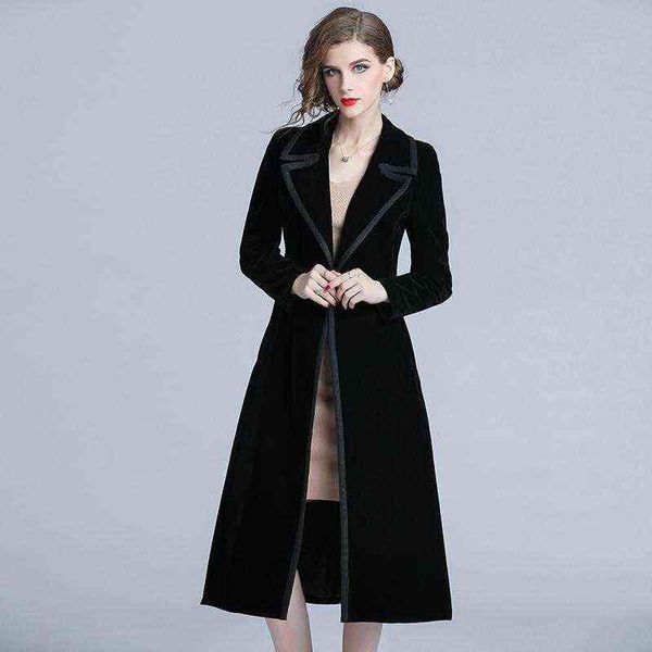 women's trench coats 2021 autumn winter runway women fashion black coat vintage turn-down collar long sleeve elegant overcoat t220810, Tan;black
women's trench coats 2021 autumn winter runway women fashion black coat vintage turn-down collar long sleeve elegant overcoat t220810, Tan;black