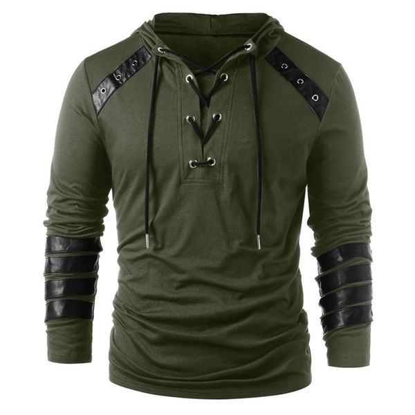 vintage leather patchwork lace up hoodie new style fashion new design men drawstring hoodie pullover sweatshirt full sleeve t200104, Black
vintage leather patchwork lace up hoodie new style fashion new design men drawstring hoodie pullover sweatshirt full sleeve t200104, Black