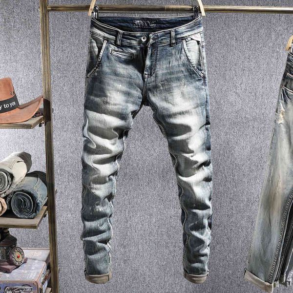 men's jeans fashion brand youth jeans men's korean version slim fitting small feet elastic worn dark straight pants lengthened p8l, Blue
men's jeans fashion brand youth jeans men's korean version slim fitting small feet elastic worn dark straight pants lengthened p8l, Blue