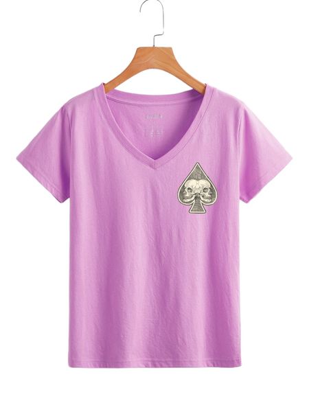 playing card & skeleton print tee e1ps#, White 
playing card & skeleton print tee e1ps#, White