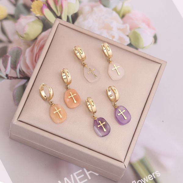 jewelry natural stone cross earrings female personality fashion stainless steel earrings, Golden;silver
jewelry natural stone cross earrings female personality fashion stainless steel earrings, Golden;silver