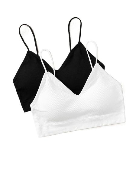 ribbed bralette set - 2 pack m17q#, Black;red 
ribbed bralette set - 2 pack m17q#, Black;red