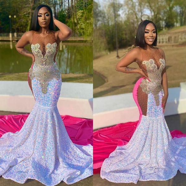 glittery beading mermaid prom dresses sheer neck sequined african long women formal evening gowns, Black
glittery beading mermaid prom dresses sheer neck sequined african long women formal evening gowns, Black