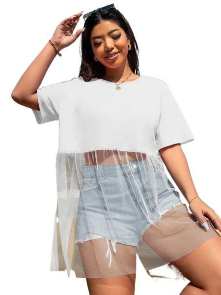 plus contrast mesh t-shirt i4eq#, Black
plus contrast mesh t-shirt i4eq#, Black