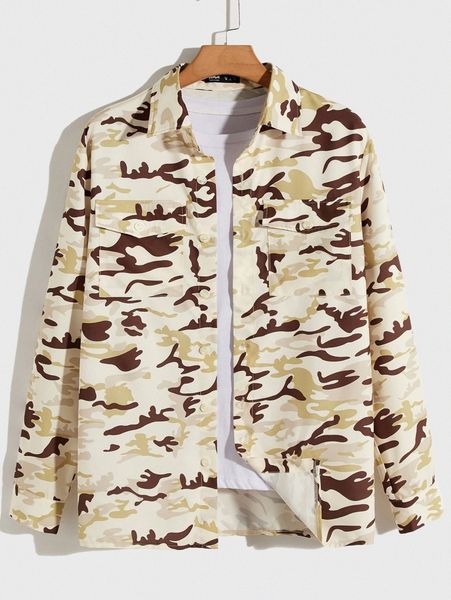 romwe guys camo print pocket shirt s2xy#, White;black