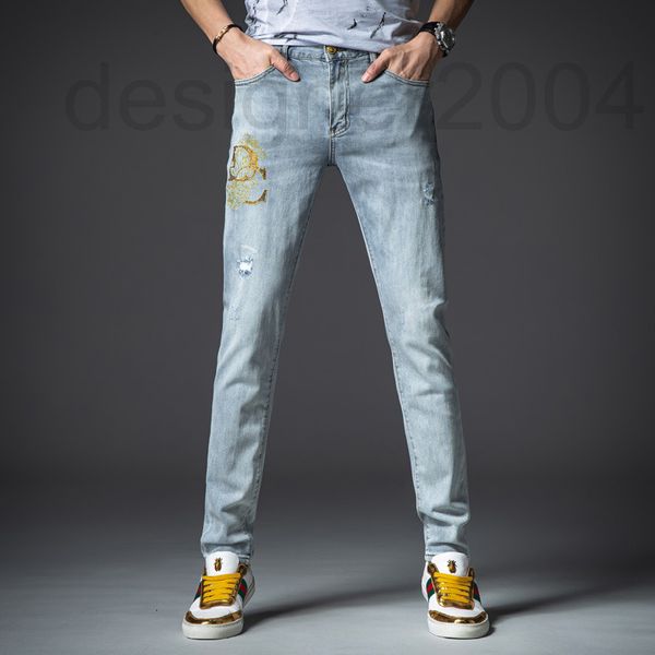 men's jeans designer european embroidered jeans men's fashion brand light color trousers slim fit small feet bricks broken holes p, Blue
men's jeans designer european embroidered jeans men's fashion brand light color trousers slim fit small feet bricks broken holes p, Blue