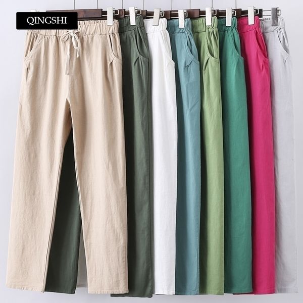 13 colors pants cotton linen summer pants trousers elastic high waist korean s lightweight harem pants plus size y200113, Black;white
13 colors pants cotton linen summer pants trousers elastic high waist korean s lightweight harem pants plus size y200113, Black;white