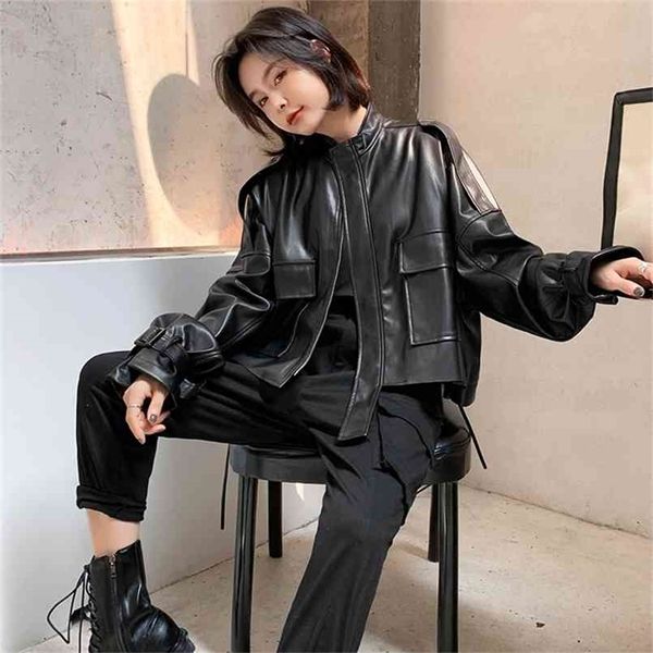 fmfssom big pocket loose design bf motobike zipper puff sleeve chic women lady pu leather jacket 210908, Black
fmfssom big pocket loose design bf motobike zipper puff sleeve chic women lady pu leather jacket 210908, Black