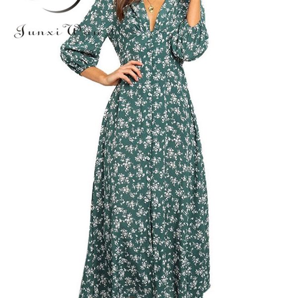 women chiffon long dress floral print lantern sleeve a-line maxi vestidos autumn elegant vintage v neck winter dresses 220317, Black;gray
women chiffon long dress floral print lantern sleeve a-line maxi vestidos autumn elegant vintage v neck winter dresses 220317, Black;gray