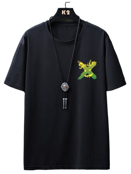 men cartoon & letter graphic tee j5i8#, White;black