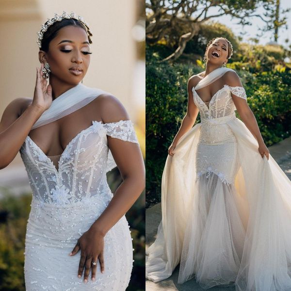 gorgeous mermaid 2023 wedding dress with detachable train beaded lace appliqued bridal gowns robe de mariee, White
gorgeous mermaid 2023 wedding dress with detachable train beaded lace appliqued bridal gowns robe de mariee, White