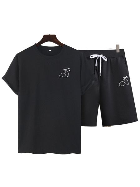 men palm tree print tee & drawstring waist shorts 16we#, Gray
men palm tree print tee & drawstring waist shorts 16we#, Gray