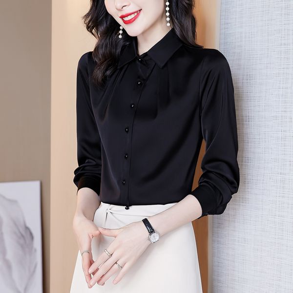 2022 long sleeved runway silk shirt lapel women designer black blouses casual lady office button down shirts spring autumn fine elegant blou, White
2022 long sleeved runway silk shirt lapel women designer black blouses casual lady office button down shirts spring autumn fine elegant blou, White