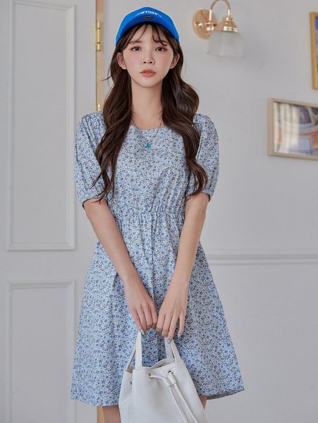 dazy ditsy floral print puff sleeve dress s88c#, Black;gray
dazy ditsy floral print puff sleeve dress s88c#, Black;gray