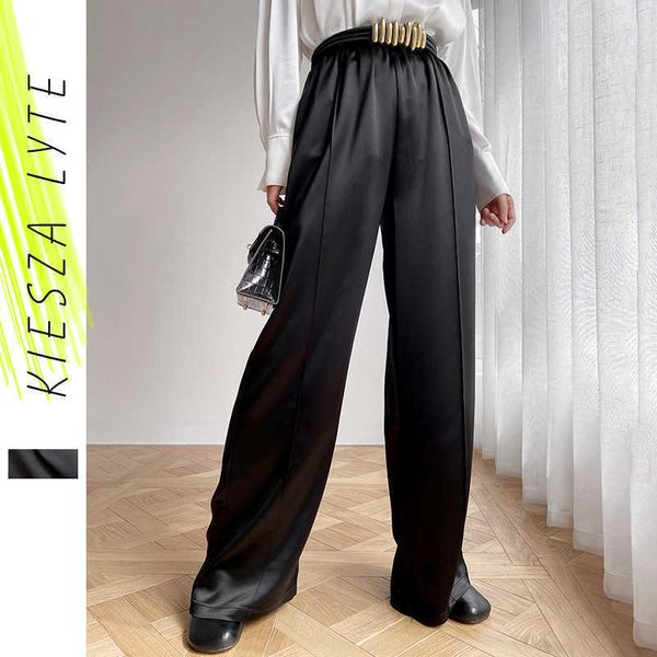 women wide leg pants high waist silk satin loose black female elegant fashion clothes trousers 210608, Black;white
women wide leg pants high waist silk satin loose black female elegant fashion clothes trousers 210608, Black;white