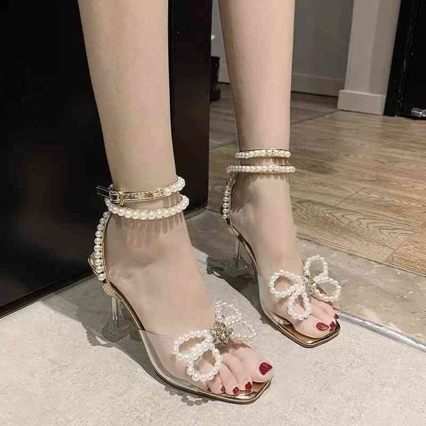 sandals thin heel transparent sandals fairy style spring pearl bow one line buckle open toe high heels, Black
sandals thin heel transparent sandals fairy style spring pearl bow one line buckle open toe high heels, Black