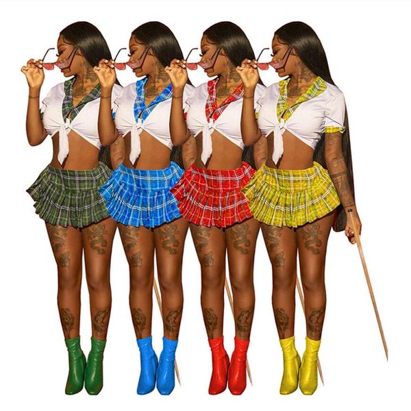 womens two piece dress sets summer short sleeve shirt plaid mini skirt ladies club rave outfit fashion y2k clothes skinny female party wear, White
womens two piece dress sets summer short sleeve shirt plaid mini skirt ladies club rave outfit fashion y2k clothes skinny female party wear, White