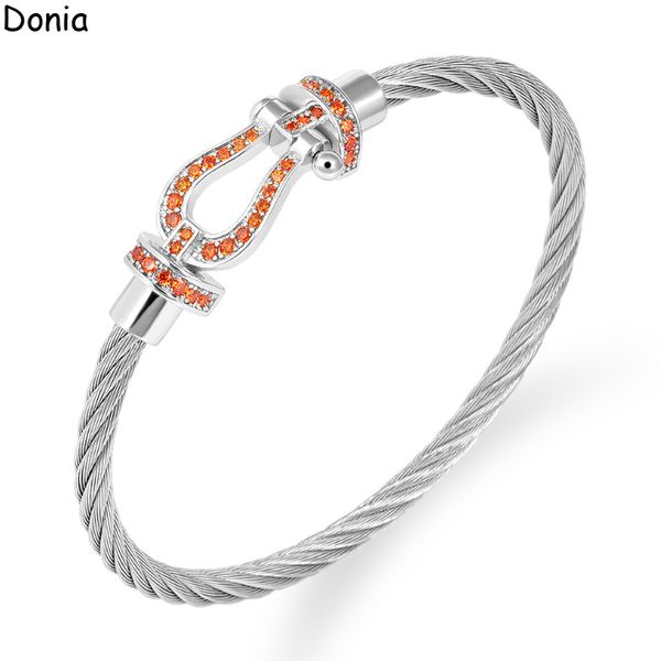 donia jewelry luxury bangle european and american fashion horseshoe-shaped magnetic buckle titanium steel micro-set color zircon rope u-shap, Black
donia jewelry luxury bangle european and american fashion horseshoe-shaped magnetic buckle titanium steel micro-set color zircon rope u-shap, Black