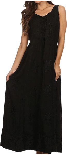 stella long tank adjustable caftan corset dress with embroidery 27je#, Black;gray
stella long tank adjustable caftan corset dress with embroidery 27je#, Black;gray