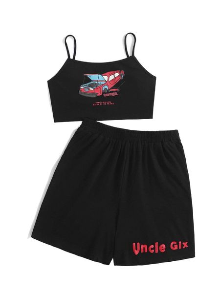x sonofthesunstudio letter & car graphic cami & track shorts set l2s7#, White
x sonofthesunstudio letter & car graphic cami & track shorts set l2s7#, White