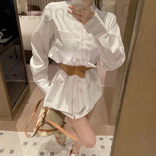 women's polos designer chaopai 22 early spring new s leather belt white shirt removable pleated shows a full sense of waist line design
women's polos designer chaopai 22 early spring new s leather belt white shirt removable pleated shows a full sense of waist line design