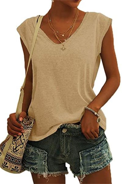 & tees women's cover sleeve shirt t-shirt casual loose basic shirt vest, White
& tees women's cover sleeve shirt t-shirt casual loose basic shirt vest, White