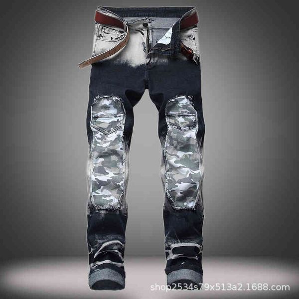 2021 nostalgic men's broken hole color collage decorative trendy pants elastic jeans, Blue
2021 nostalgic men's broken hole color collage decorative trendy pants elastic jeans, Blue