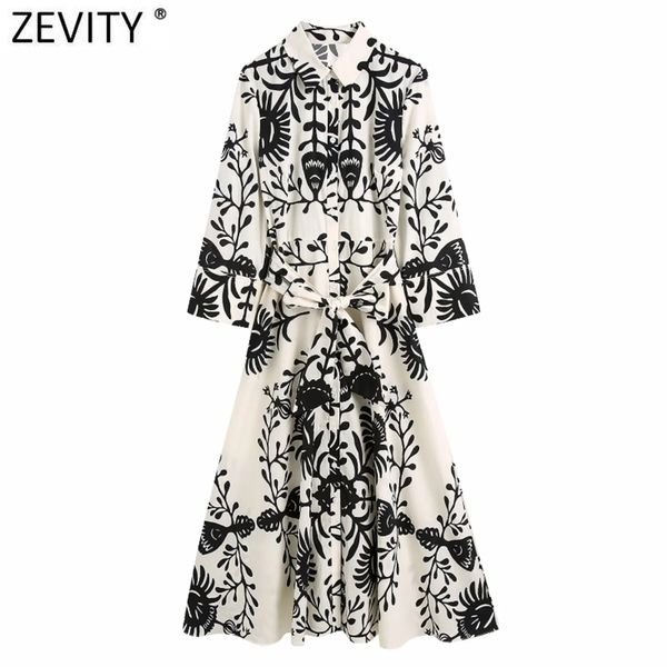 zevity women vintage black totem print bow sashes shirt dress female chic three quarter sleeve casual slim midi vestidos ds8640 220613, Black;gray
zevity women vintage black totem print bow sashes shirt dress female chic three quarter sleeve casual slim midi vestidos ds8640 220613, Black;gray