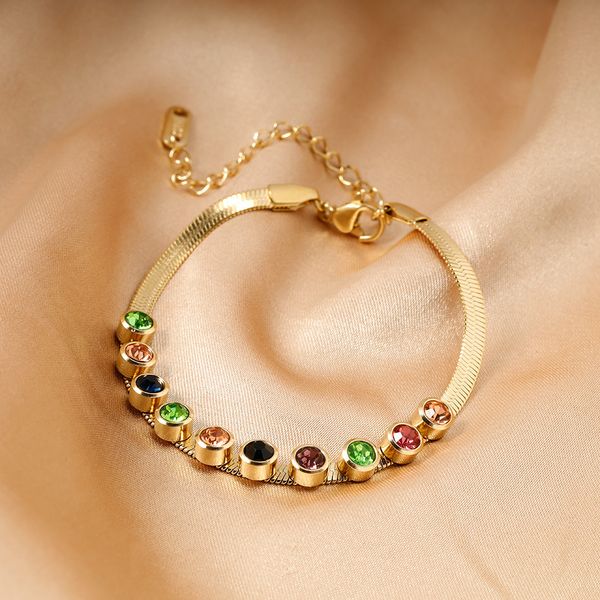 bracelet new simple steel colorful stone snake bone chain stainless steel non fading diamond inlaid hand jewelry female, Golden;silver
bracelet new simple steel colorful stone snake bone chain stainless steel non fading diamond inlaid hand jewelry female, Golden;silver