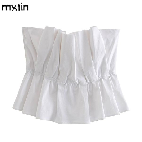 women fashion white cropped tank vintage backless pleated solid party female camis chic 220423
women fashion white cropped tank vintage backless pleated solid party female camis chic 220423