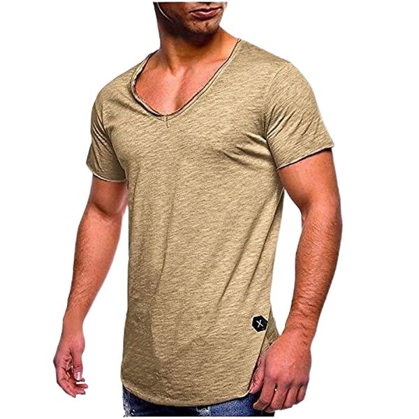 men's tshirt summer solid color slim fit v-neck fashion short sleeve t-shirt beige g1x0#, White;black
men's tshirt summer solid color slim fit v-neck fashion short sleeve t-shirt beige g1x0#, White;black