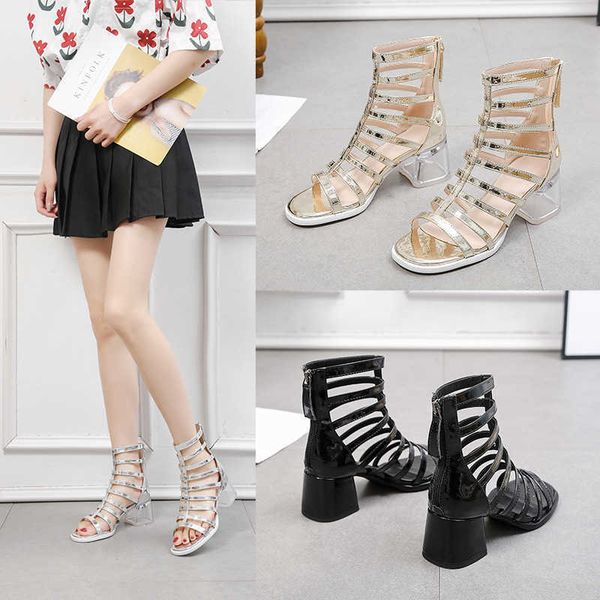 classic luxury women's fashion roman sandals 2022 new round head thick heel high heels girl's back zipper fashion hollow shoes, Black
classic luxury women's fashion roman sandals 2022 new round head thick heel high heels girl's back zipper fashion hollow shoes, Black
